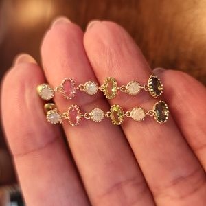 Multi-colored Stone and Goldtone Dangle Earrings